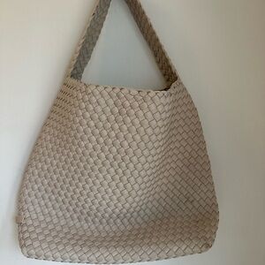 Naghedi Cream Woven Tote Bag
